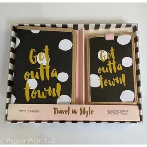 Passport Case and Luggage Tag Gift Set Get Outta Town Vacation Twos Company